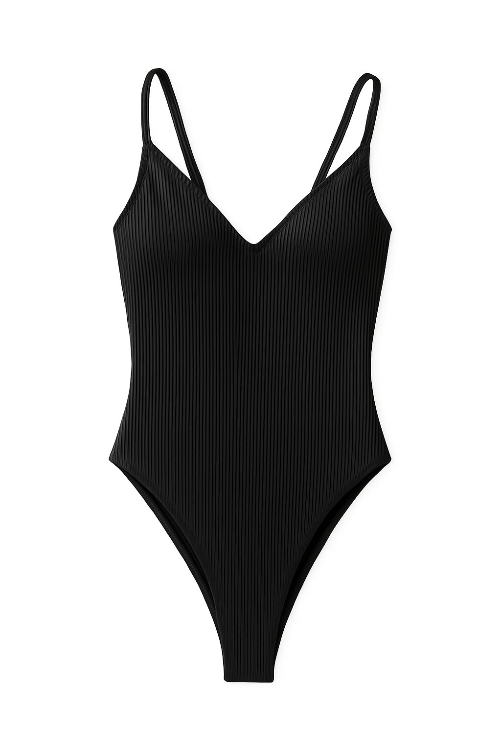 Black Ribbed One Piece Swimsuit