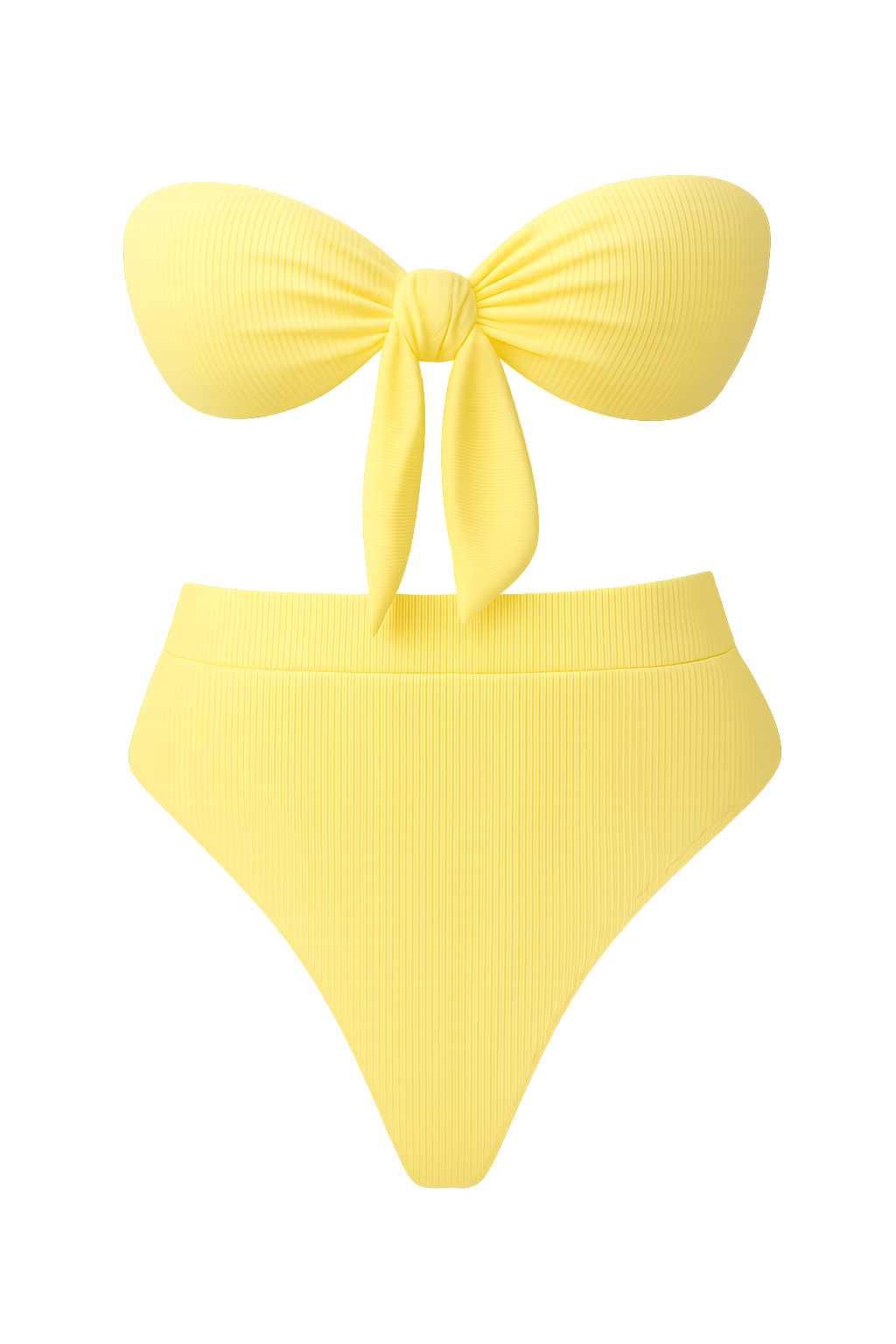 Lemon Drop Ribbed Lemon Yellow Two-Piece Bandeau Bikini Set