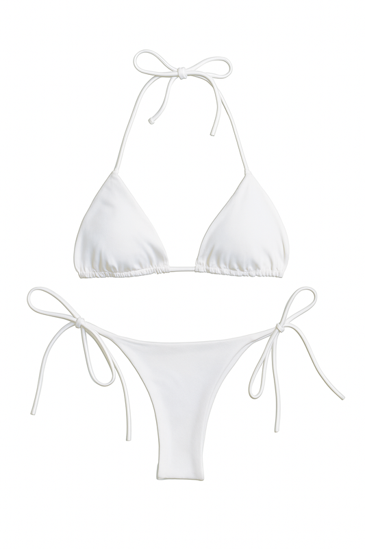 White Bare Minimal Triangle Bikini Set