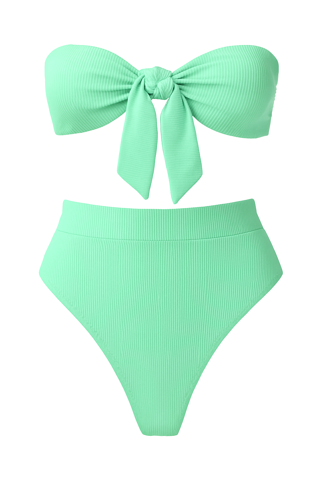 Ribbed Mint Green Two-Piece Bandeau Set